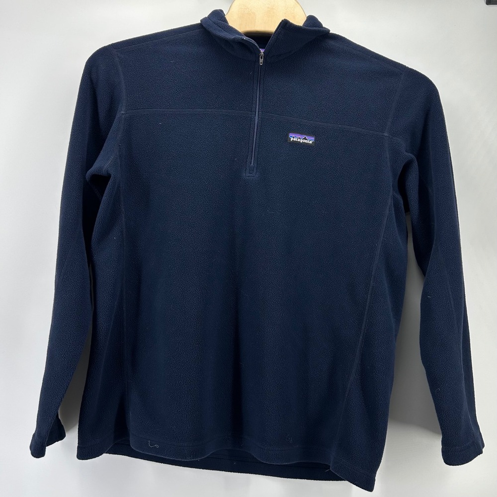 Patagonia Synchilla Fleece Pullover Mens Large Navy Blue 1/4 Zip Hiking Sweater